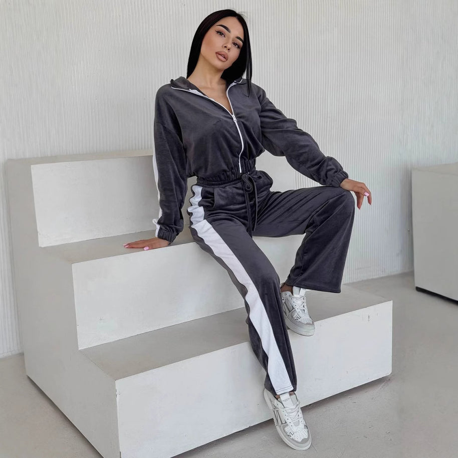 Damen sportliches Fleece-Jogginganzug WW