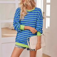 Damen lässiger und bequemer Pullover mit strukturiertem Rippenmuster und weitem Schnitt WW
