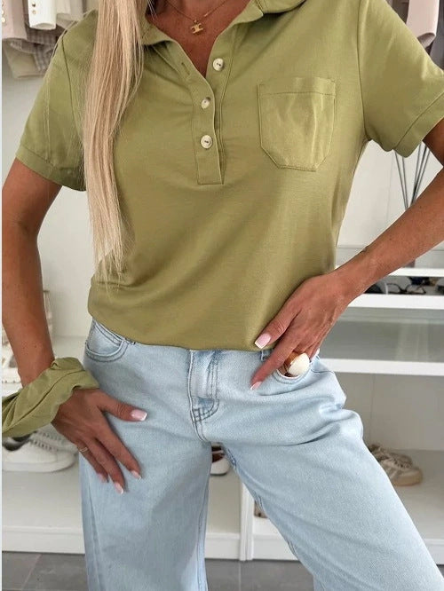 Damen Poloshirt mit Knopfleiste und Brusttasche WW