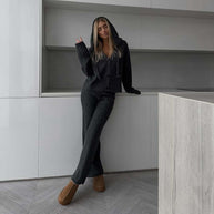 Damen Set aus weichem Strick mit Cardigan und weiten Hosen WW