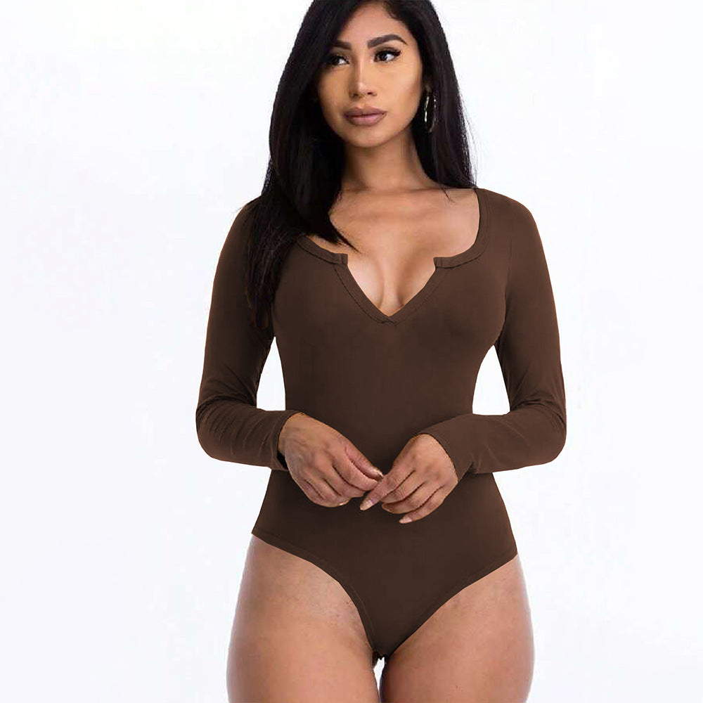 Damen Body mit tiefem V-Ausschnitt und langem Arm W&W Mode
