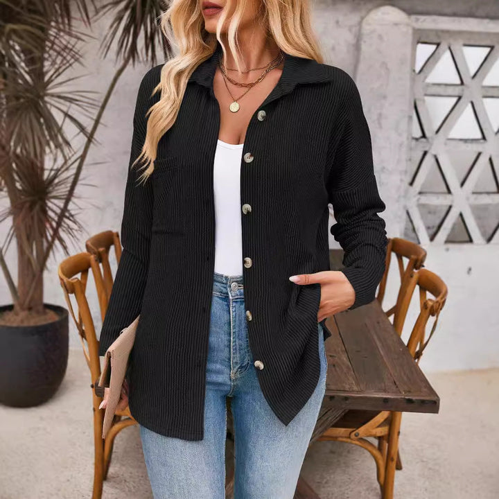 Damen Cardigan mit strukturiertem Rippdesign und übergroßen Knöpfen W&W Mode