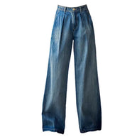 Damen Weite Denim-Hose im lässigen Hochbund-Stil WW