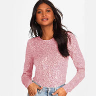 Damen Glitzernder Body mit langen Ärmeln und elegantem Design WW