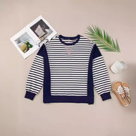 Damen gestreifter Sweatshirt mit übergroßem Schnitt WW