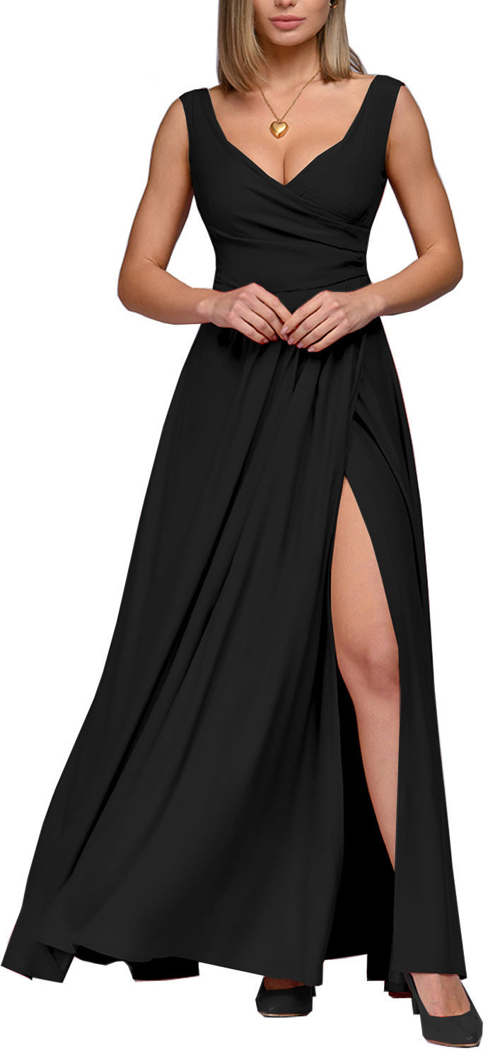 Damen elegantes Maxikleid mit seitlichem Schlitz