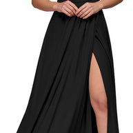 Damen elegantes Maxikleid mit seitlichem Schlitz