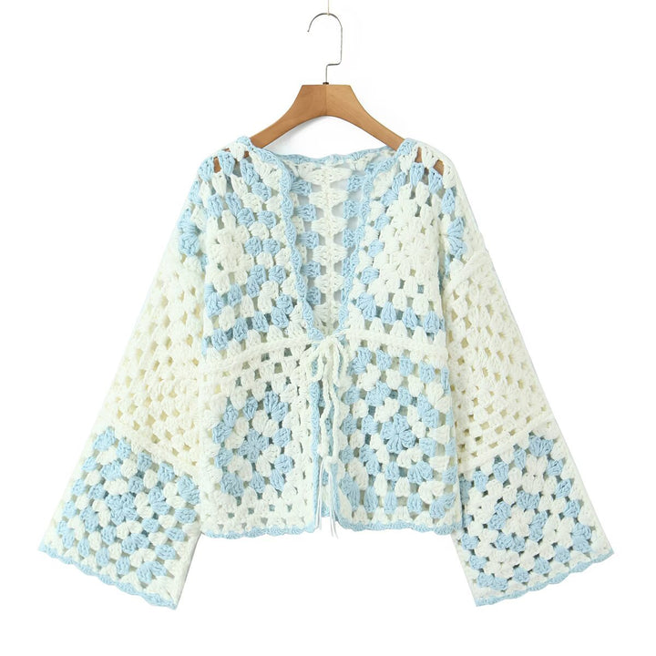 Damen Häkeljacke mit traditionellen Motiven und lässigem Schnitt W&W Mode