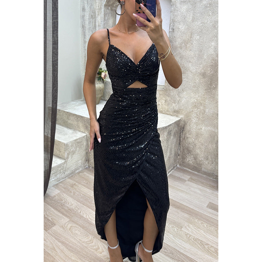 Damen Glitzerndes Abendkleid mit Cut-Out und hohem Schlitz WW