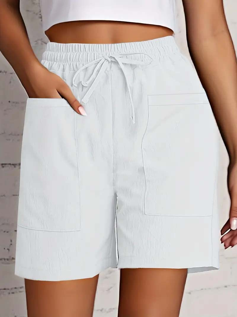 Damen entspannte Shorts mit breitem Gummibund und praktischen Taschen WW