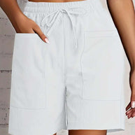 Damen entspannte Shorts mit breitem Gummibund und praktischen Taschen WW