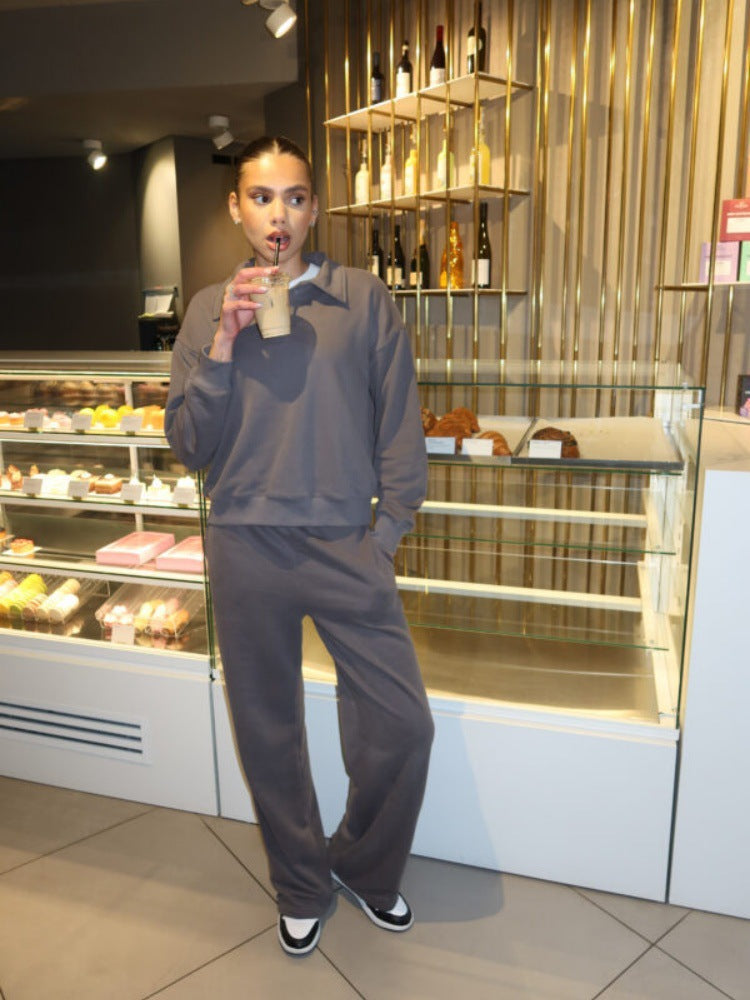 Damen Sportliches Loungewear-Set mit Polokragen WW
