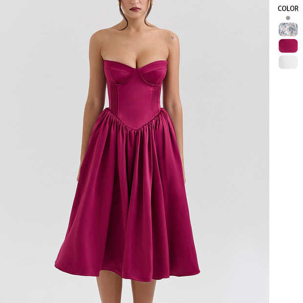 Damen Abendkleid mit strapless Design und voluminösem Rock WW