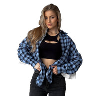 Damen Karottenbluse mit romantischem Spitzenbesatz WW