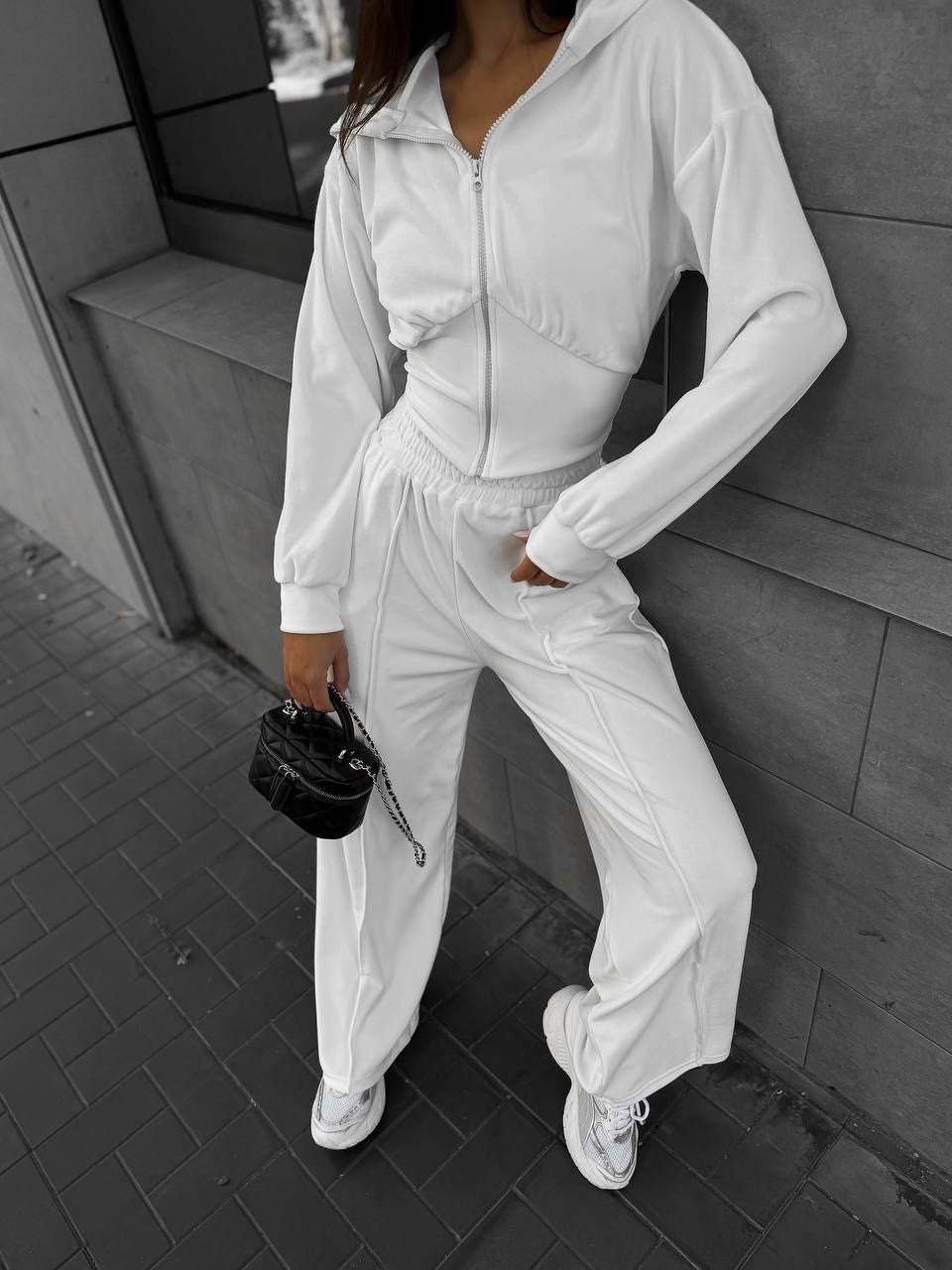 Damen Sportliches Loungewear-Set mit Kapuze und elastischem Bund WW