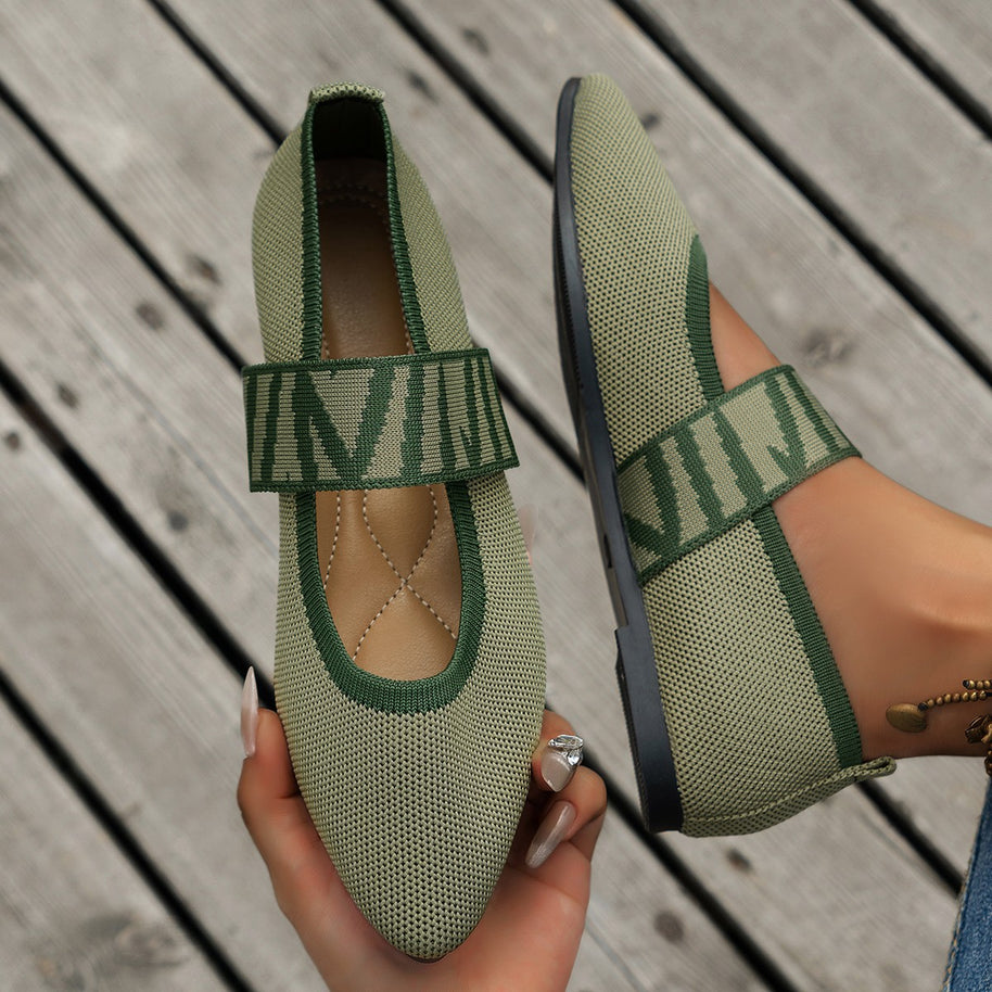 Damen Ballerinas mit elastischer Riemen WW