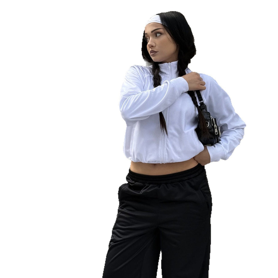 Damen sportliche Trainingsjacke und passende Hose mit hoher Taille WW