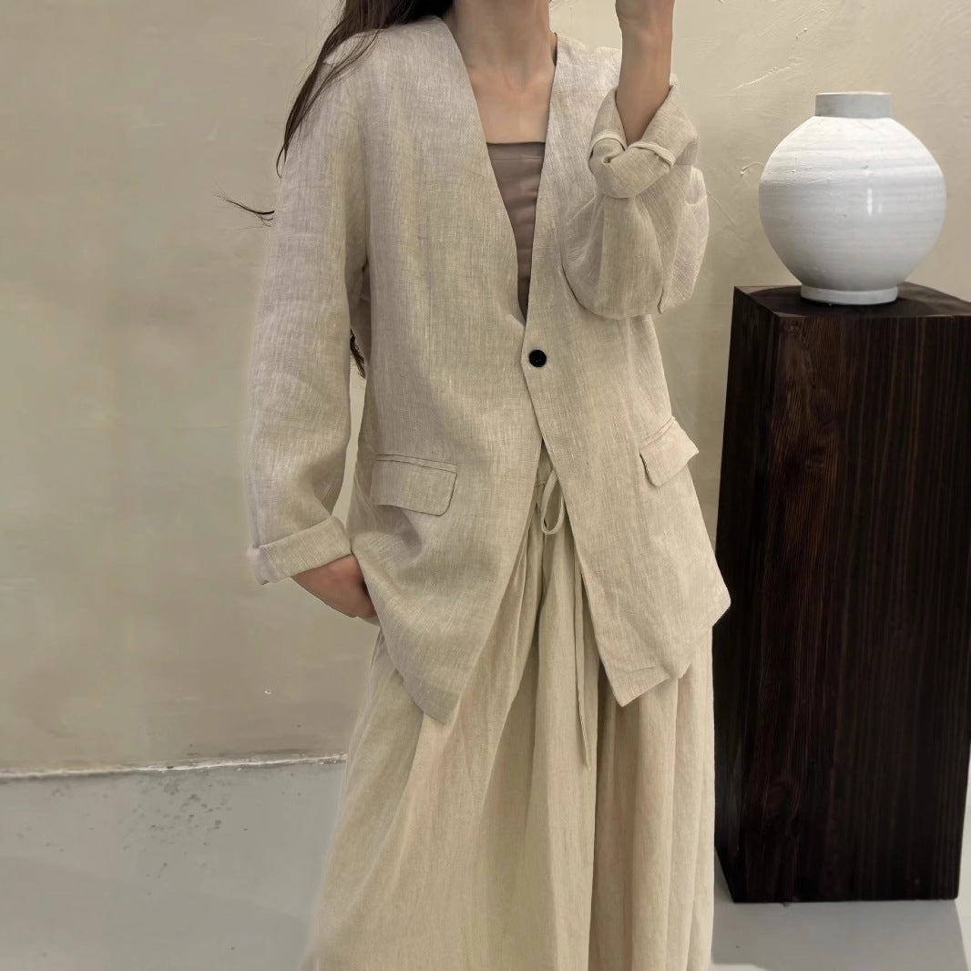 Damen Relaxed Fit Leinen Blazer WW
