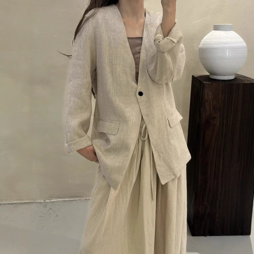 Damen Relaxed Fit Leinen Blazer WW