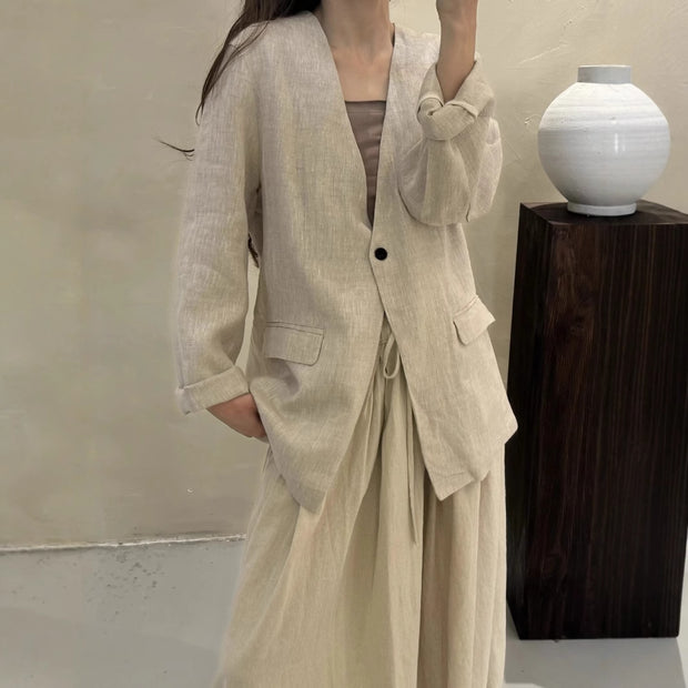 Damen Relaxed Fit Leinen Blazer WW