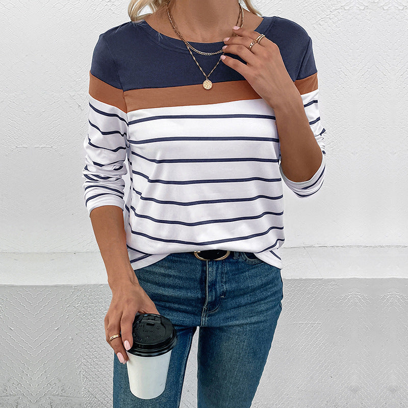 Damen Langarmshirt mit modischem Streifenmuster und elastischen Bündchen W&W Mode