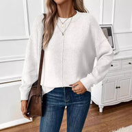 Damen Bequemer und stilvoller Oversized Pullover mit langen Ärmeln WW