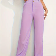 Damen weite Hochbundhose mit eleganter Knopfdetaillierung WW