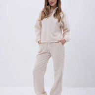 Damen Sportliches Loungewear-Set mit halbem Reißverschluss und elastischem Bund WW