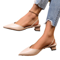 Damen Slingback Spitzen Einlage Ballerinas mit Blockabsatz WW