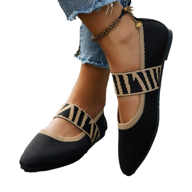 Damen Ballerinas mit elastischer Riemen WW