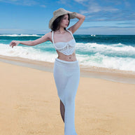 Damen Set aus gehäkeltem Crop-Top und Bleistiftrock WW