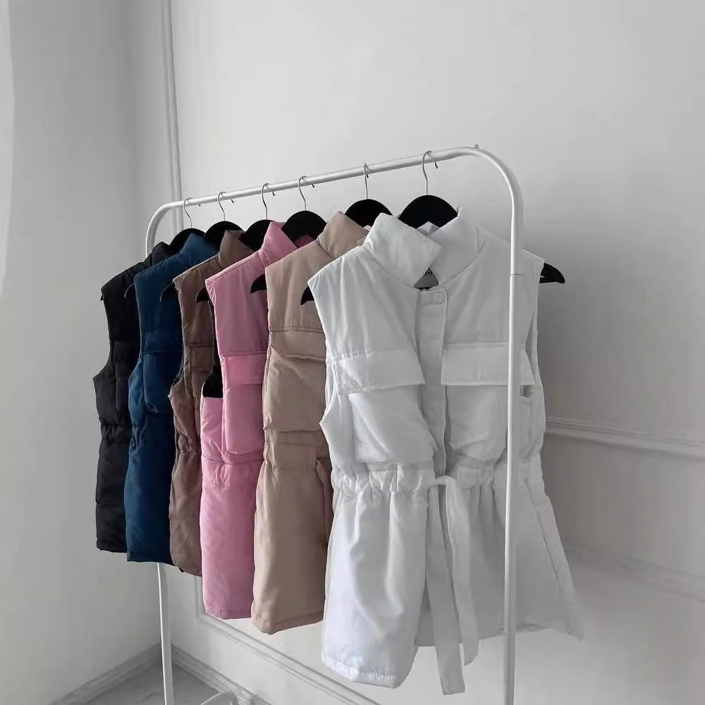 Damen sportliche Weste mit Kapuze und Taillenzug WW