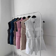 Damen sportliche Weste mit Kapuze und Taillenzug WW