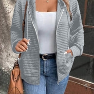 Damen gemütliche Kapuzenjacke aus strukturiertem Material WW