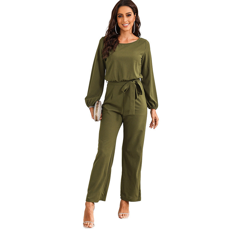 Damen eleganter Jumpsuit mit eleganten Ärmeln und tailliertem Schnitt WW