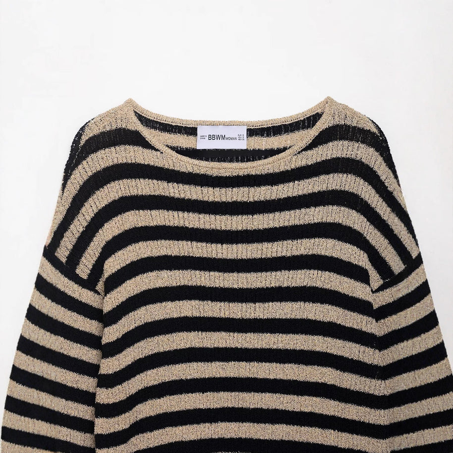 Damen Strickpullover mit stilvollem Streifendessin und weichem Material WW