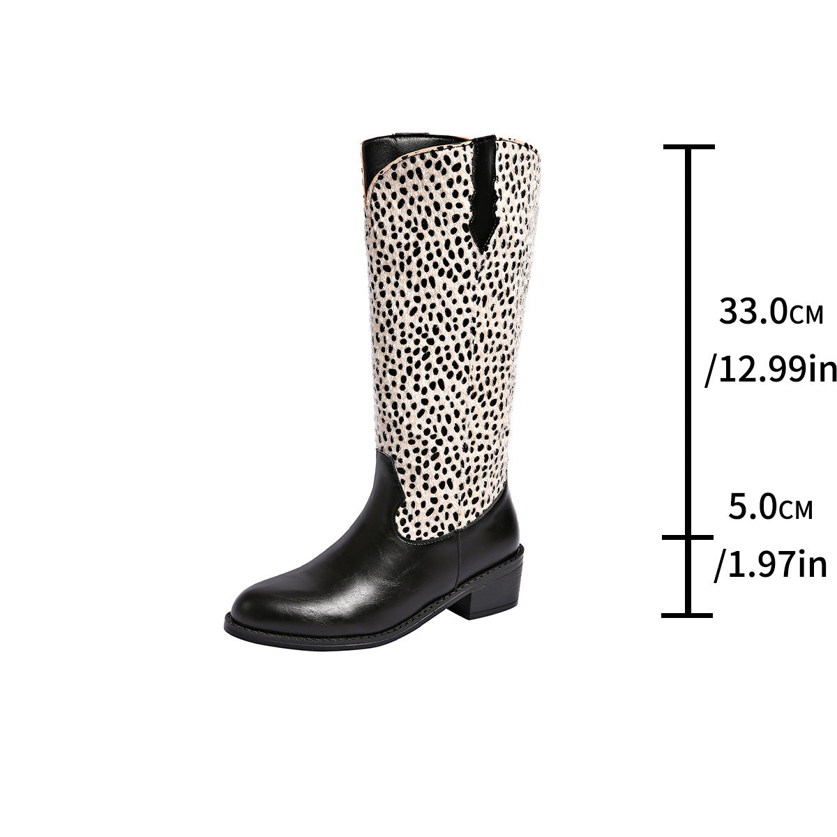 Damen Stiefel mit trendigem Punktmuster und robustem Blockabsatz WW