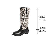 Damen Stiefel mit trendigem Punktmuster und robustem Blockabsatz WW