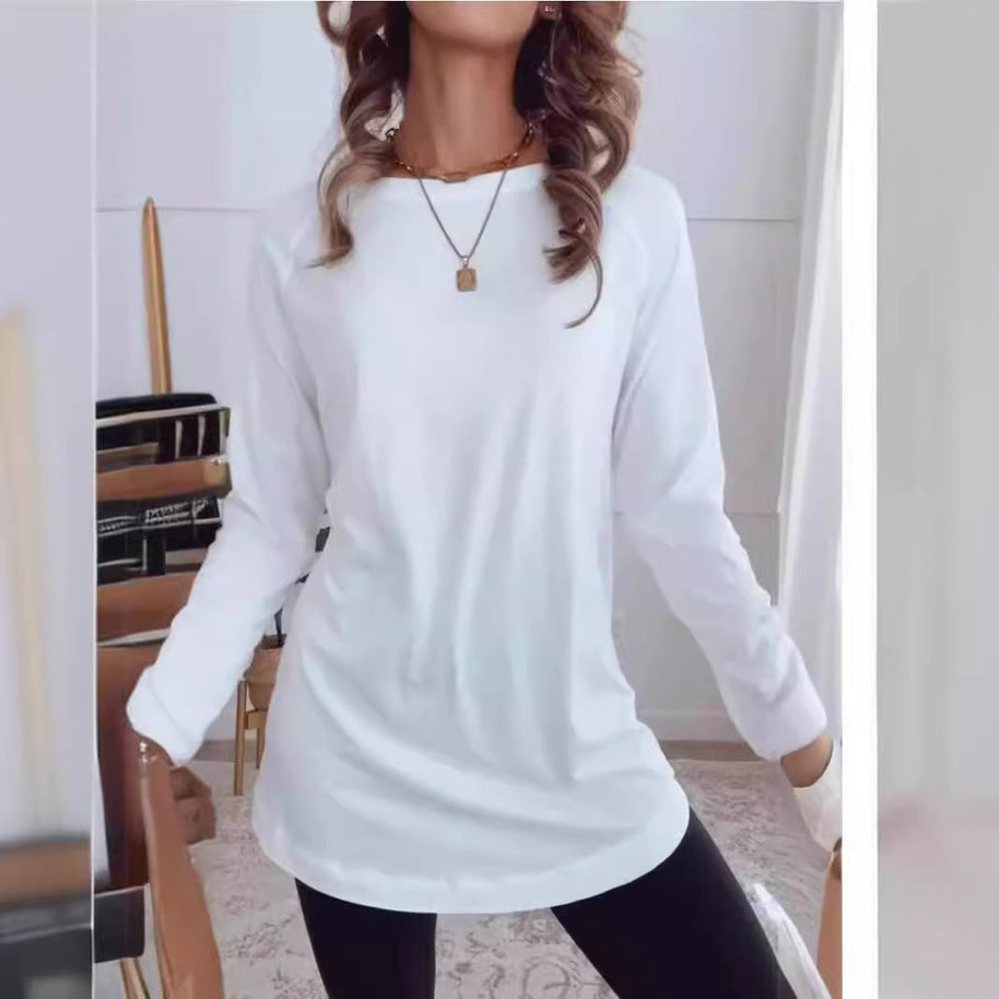 WW | Einfarbiges Rundhals-Casual-Top