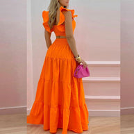 Damen Zweiteiliges Sommer-Outfit mit Volants WW