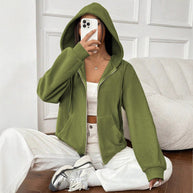 Damen Fleecejacke mit Kapuze und Reißverschluss WW