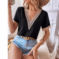 Damen Bluse mit filetartigen Verzierungen WW