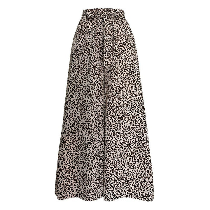 Damen weite Palazzo-Hose mit stylishm Leopardenmuster W&W Mode