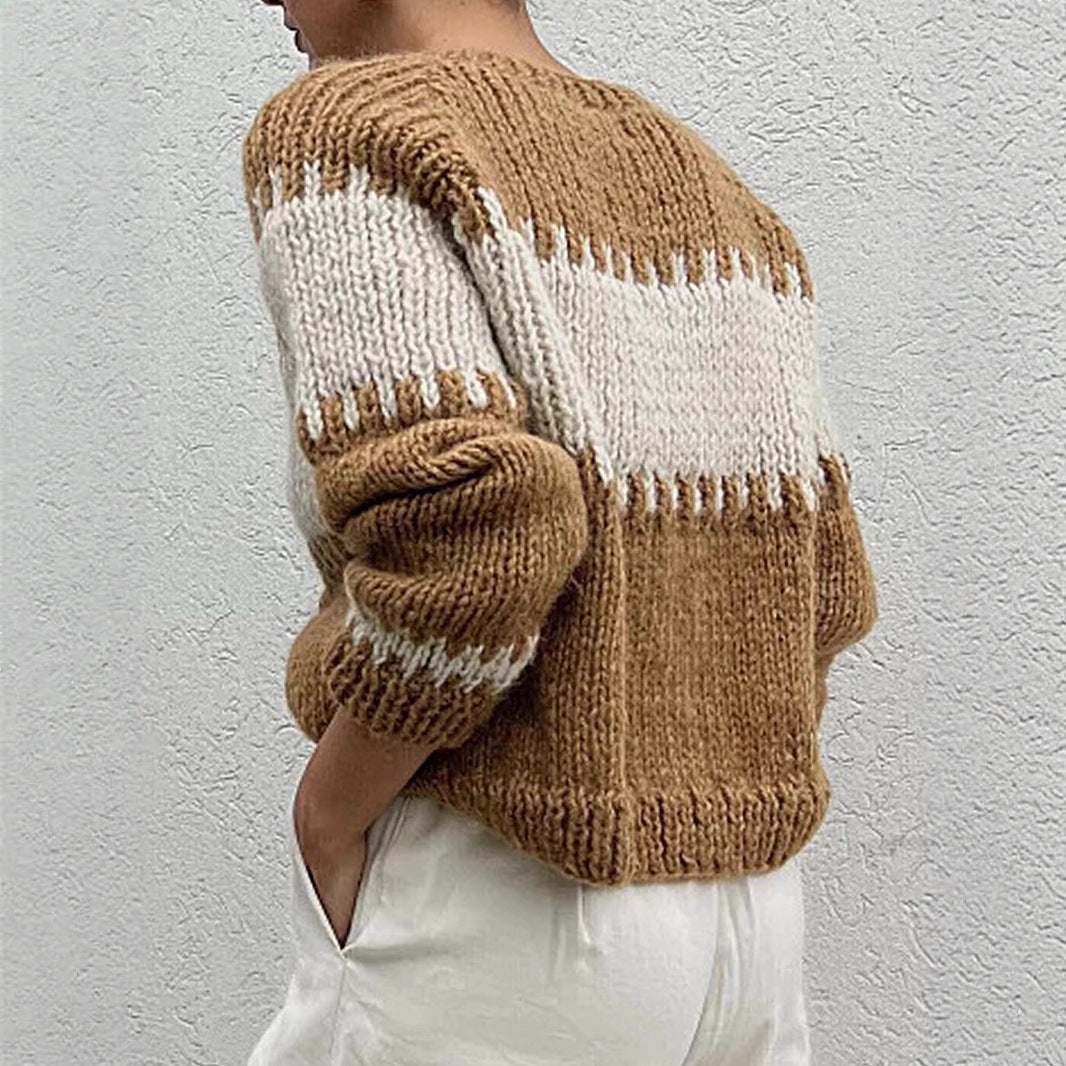 Damen gestrickter Oversized Pullover W&W Mode