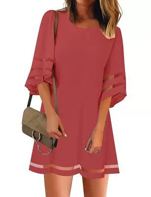 Damen Freizeitkleid mit modischen, luftigen Ärmelöffnungen W&W Mode
