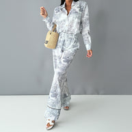 Damen Elegante und bequeme Pyjama-Anzug mit einzigartigem Floral-Design WW