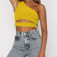 Damen Crop-Top mit asymmetrischem Design und Cut-Out-Details WW