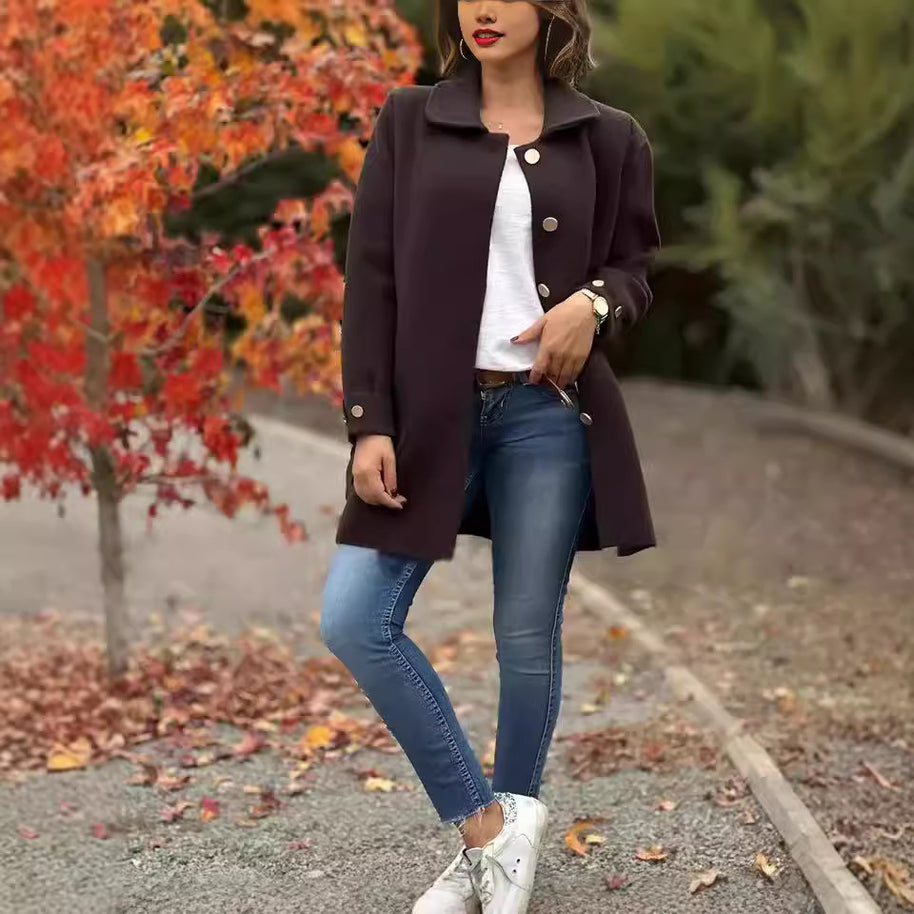 Damen modischer Mantel mit übergroßem Schnitt und praktischen Taschen