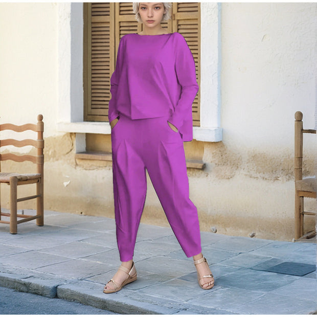 Damen Sportliches Sweat-Outfit mit elastischem Bund und geräumigen Taschen WW