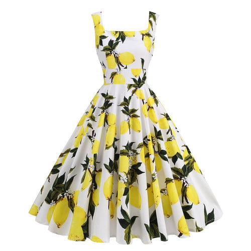 W&W Mode | Druck Baumwolle Halter Sweetheart Neck Kleid